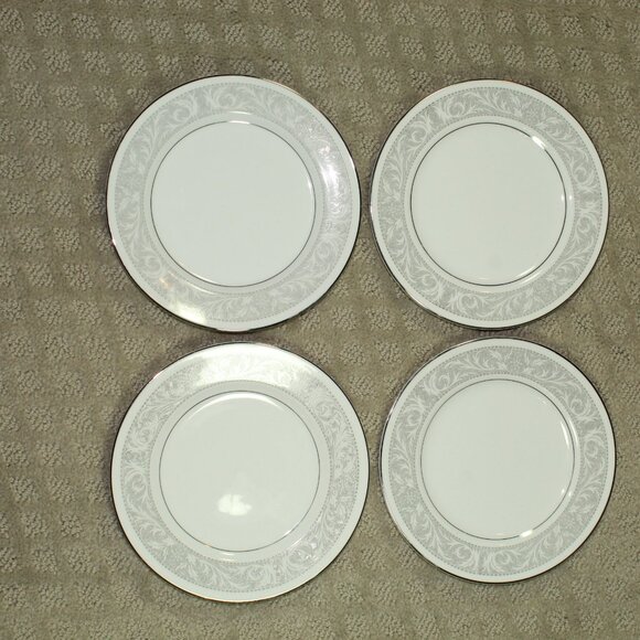 Set of 4 Imperial China W Dalton 5671 Whitney Silver and Grey 6.5" Dessert Plate - Picture 1 of 4